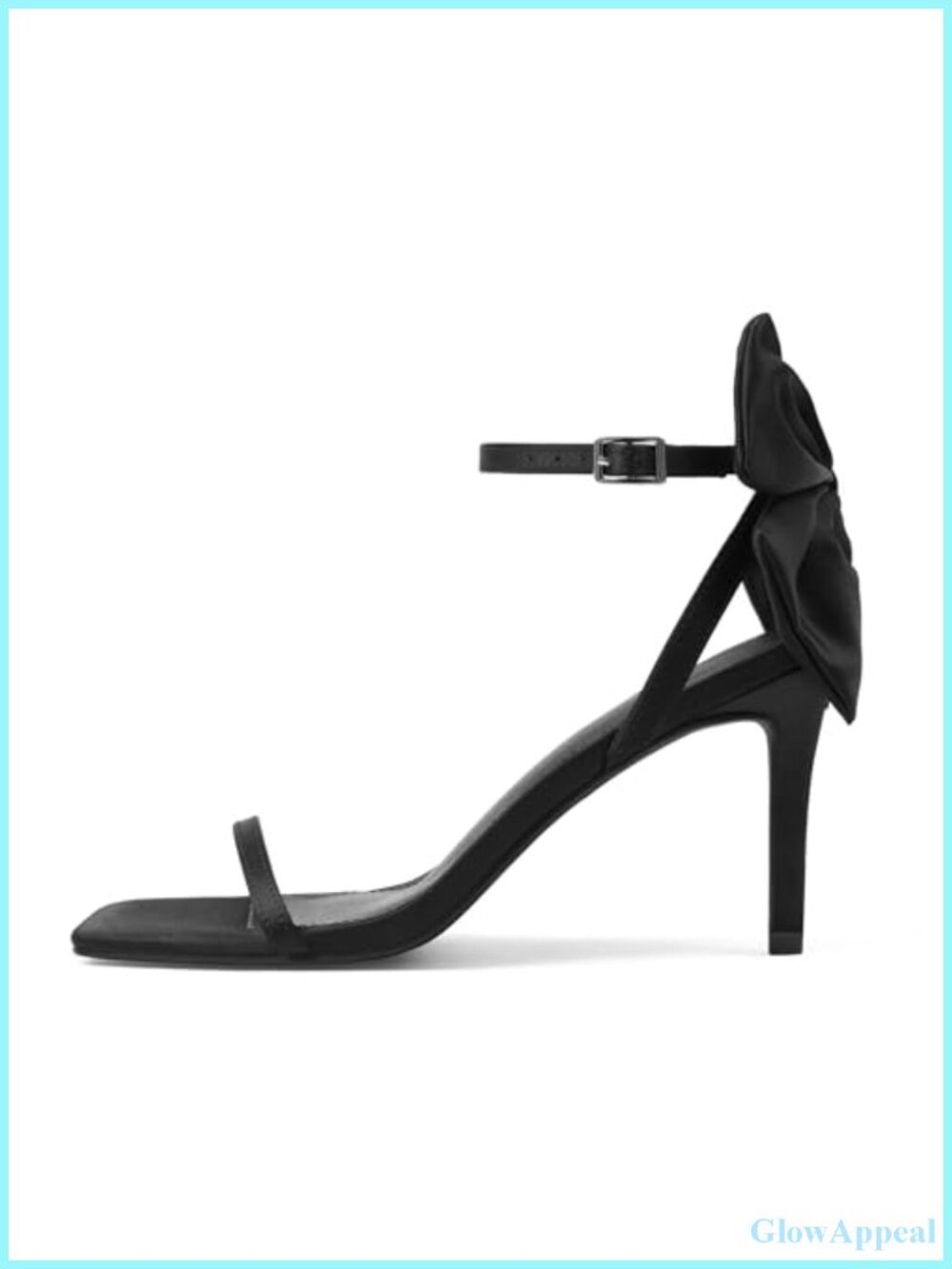 Satin Slingback Stiletto Heeled Sandals with Bow Back Square Toe